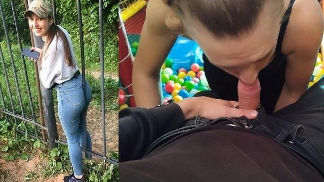 Незнакомец освободил красивую девушку с ловушки и трахнул в ротик и попку