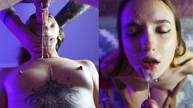 Русская девка с торчащими сосочками берет в рот толстый конец сожителя