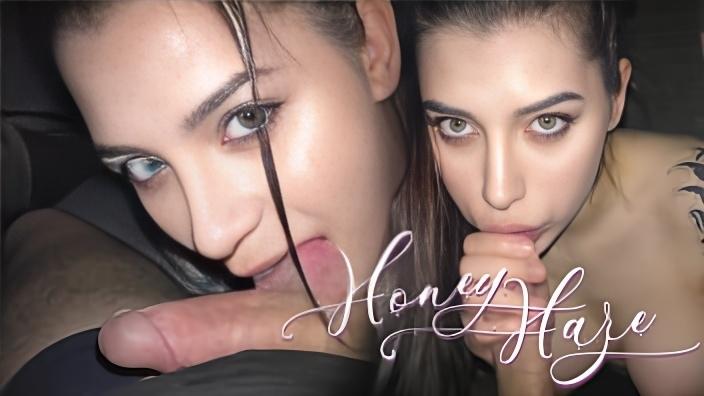 Худощавая телка забитыми плечами смачно сосет член оператора пухлыми губками