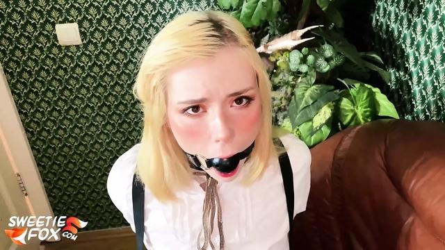 Bondage Babe Deepthroat and Hardcore Pussy Fuck - Cumshot PO