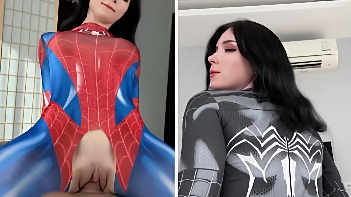 Passionate Spider Woman vs Anal Fuck Lover Black Spider-Girl!