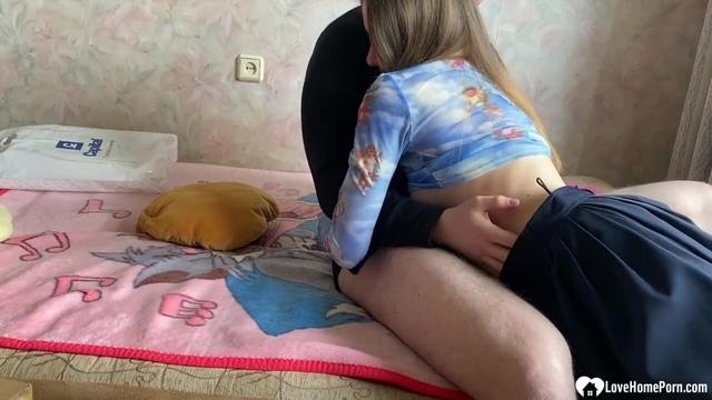 Cute teen wraps her lips around some dick