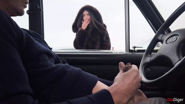Stranger girl jerk off and sucked my dick through a car window in a public parking lot