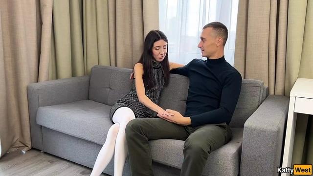 Hard Fucking a Girl in White Pantyhose on a Chair