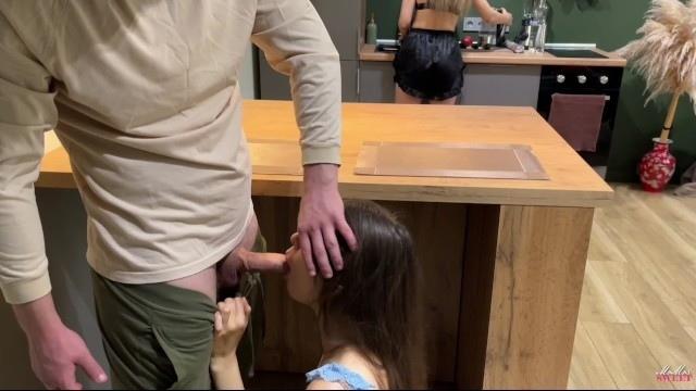 Dangerous Blowjob behind the Wife's Back when Her Friend comes to Visit