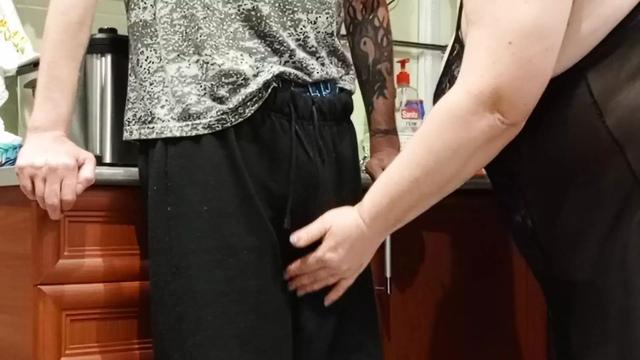 while alone at home, mother-in-law sucks and jerks off my dick